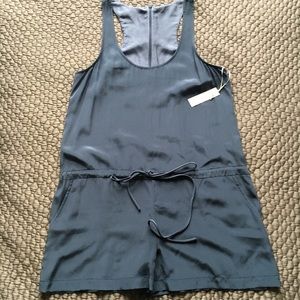 Rory Beca Muted Blue Silk Drawstring Romper